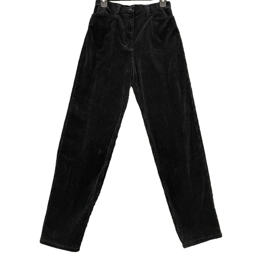 AT Denim Black Corduroy Pants Bottom Size 8 Women Pockets Straight